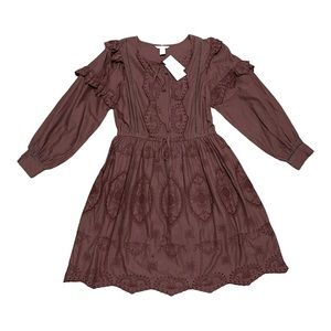 New H&M Eyelet Burgundy Dress Size 4